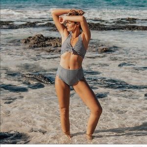 ✨ALBION Black Check Top Knot (L bottom, XL top)